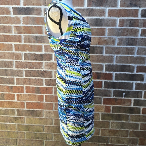 Frank Lyman Design Blue and Yellow Striped Midi Dress - Picture 6 of 11